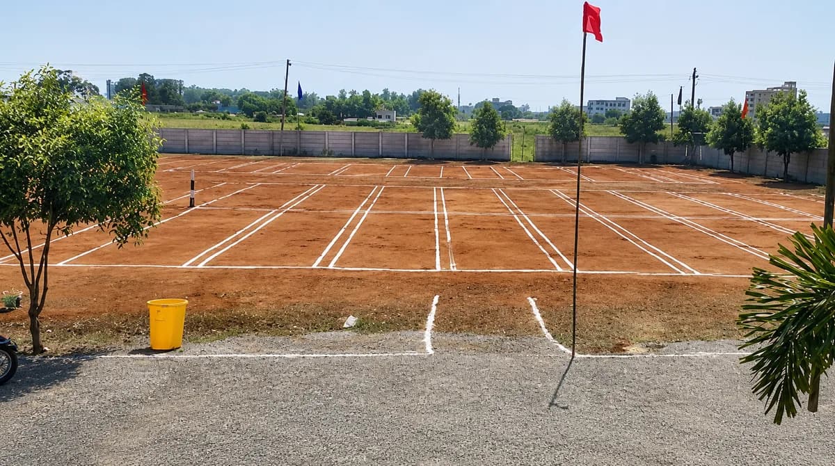 Students competing on the college sports ground